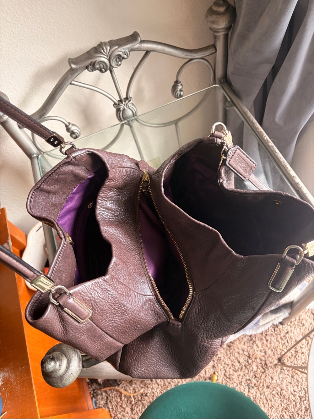 Coach Dark Brown Pebbled Leather Hobo Bag - Picture 6 of 9